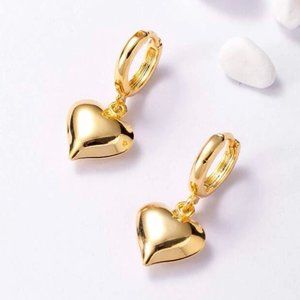 18K Gold Plated Heart Drop Earrings